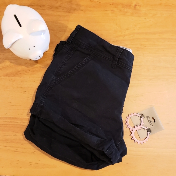 Cuffed Black Jean Shorts - Picture 2 of 7